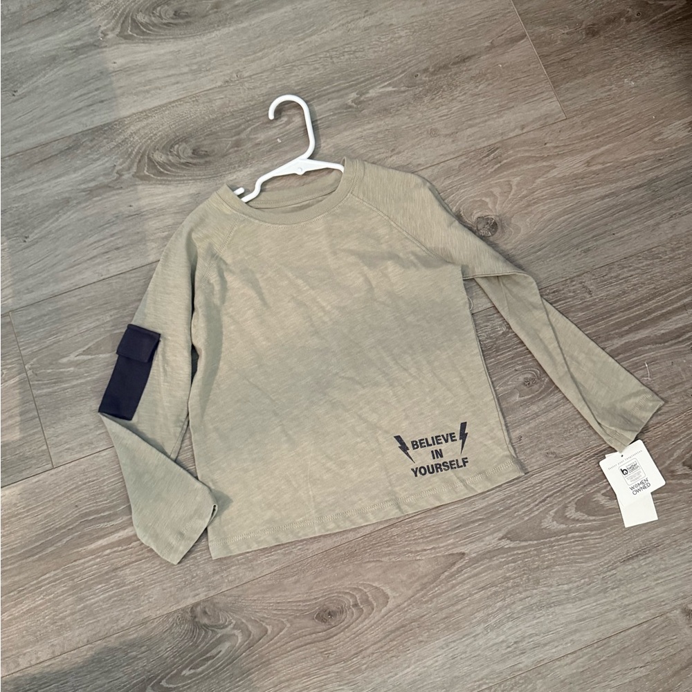 Kids Long Sleeve Shirt with Navy Detail